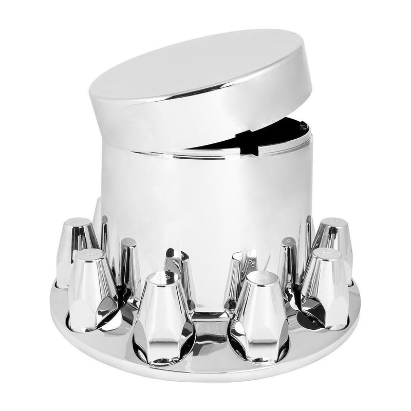 FLAT TOP CHROME ABS REAR AXLE COVER SET W/LOCKING TABS & STANDARD HUB CAP 40211 axle covers Light Gray