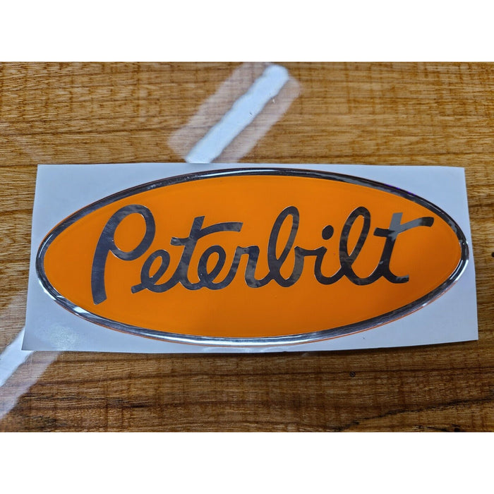 Sienna Custom Peterbilt Emblem Decal Replacements Made In The USA (Choose Color) Emblems Orange/Chrome