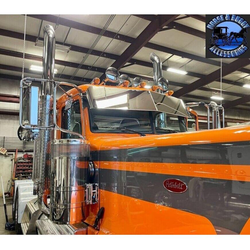 Rollin low Peterbilt 14" straight flat bottom visor 14 gauge 304 s.s. 379 389 #1005 PETERBILT VISOR Dark Slate Gray