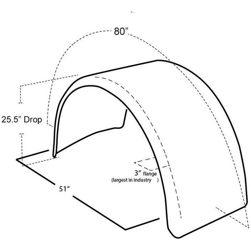 Lavender h-2706 hogebuilt 83" single axle fenders only Stainless Steel polished Pair #2706 SINGLE AXLE FENDER