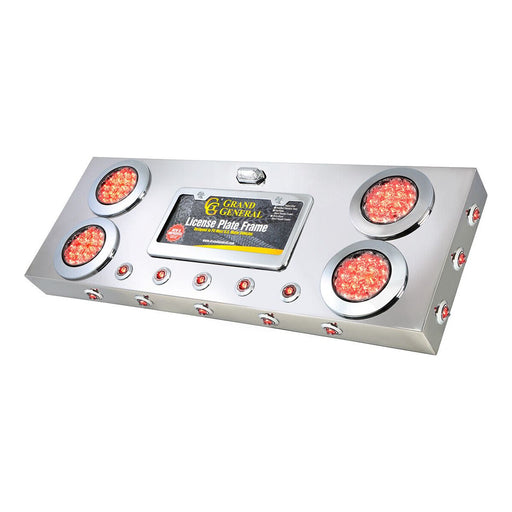 Light Gray 91303 RED/CLEAR LENS STAINLESS STEEL REAR CENTER LIGHT PANEL W/DUAL FUNCTION LED 91303 REAR CENTER PANEL