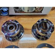 LT-CFOC-6W Chrome Plated Billet Aluminum Front Oil Cap Covers for 4-1/2" Bolt Pattern with WINDOW UNIVERSAL Dim Gray