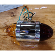 WATERMELON RED/AMBER GLASS LENS DOUBLE FACE CHROME DIE CAST PEDESTAL LIGHT #78135 watermelon glass lens Dim Gray