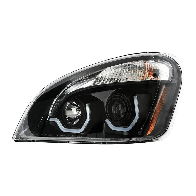 89402 - 89403 PAIR FREIGHTLINER CASCADIA BLACKED PROJECTOR HEADLIGHT W/WHITE LED RUNNING LIGHT HEADLIGHT Light Gray