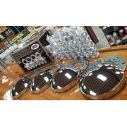 THUB-C5 Complete Trailer Hubcap & Nut Cover Kit – 33mm Push On Nut Covers | Dome Hubcaps | Chrome Metal REAR AXLE COVER Dim Gray