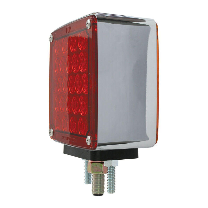 77621  Square Double Face Pearl LED Pedestal Light Red/Amber  (Driver) UNIVERSAL Dark Gray