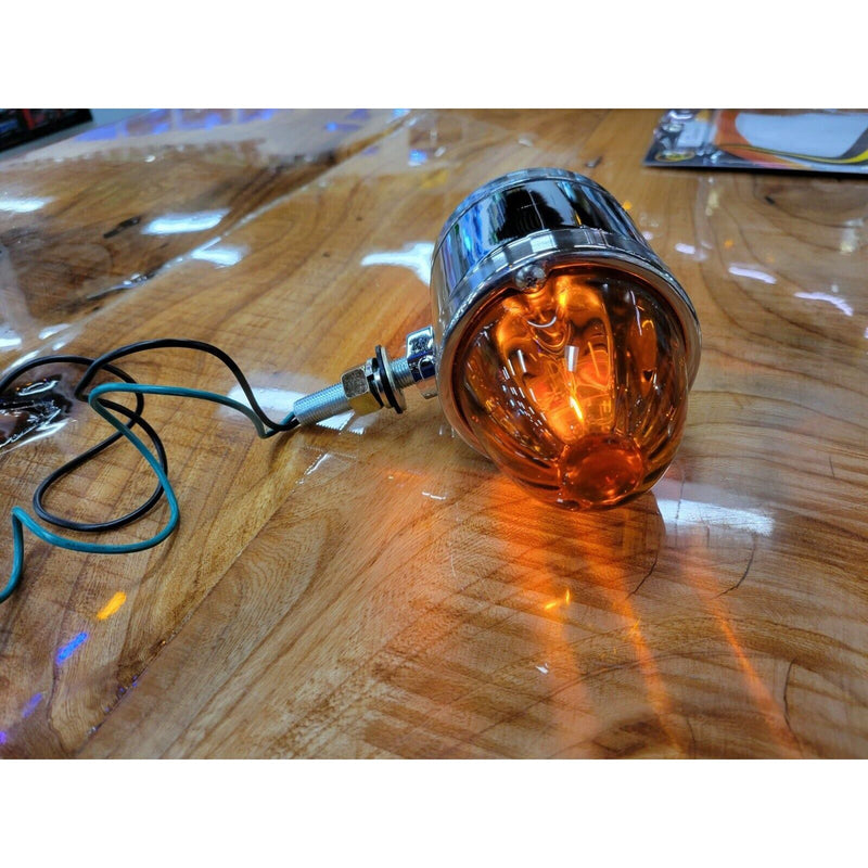 #78136 WATERMELON DARK AMBER GLASS DOUBLE FACE CHROME DIE CAST PEDESTAL LIGHT watermelon glass lens Dim Gray