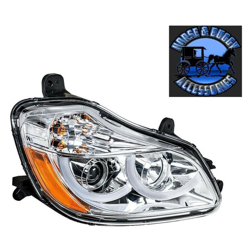 Light Gray Chrome Projection Headlight LED halo Light  2013-2021 Kenworth T680 LIGHTING PASSENGER SIDE