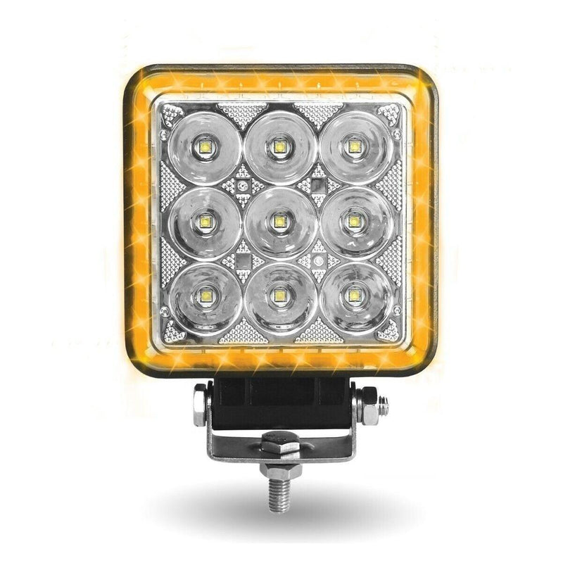 TLED-U118 trux 4.25" SQUARE STROBE SERIES SPOT LED WORK LAMP WITH AMBER STROBE Work light Gray