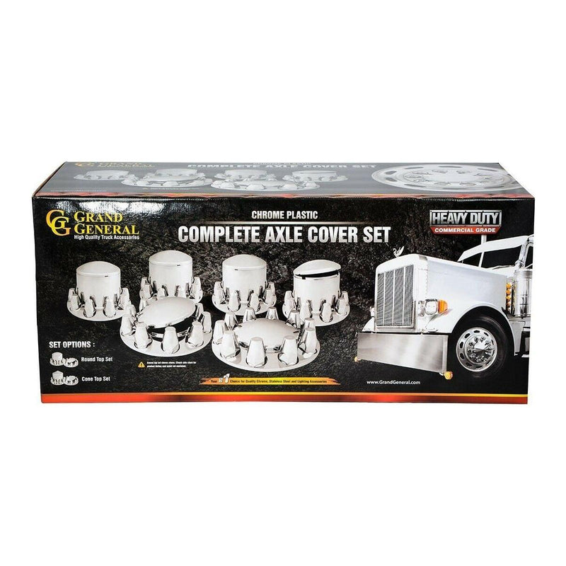 Chrome hub cover axle kit 1 1/2" truck push on semi front rear set universal #40234 UNIVERSAL Black