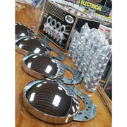 THUB-C5 Complete Trailer Hubcap & Nut Cover Kit – 33mm Push On Nut Covers | Dome Hubcaps | Chrome Metal REAR AXLE COVER Dim Gray