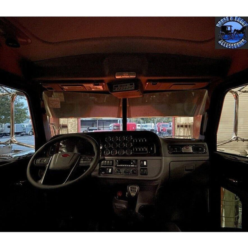 Rollin low Peterbilt 14" straight flat bottom visor 14 gauge 304 s.s. 379 389 #1005 PETERBILT VISOR Black