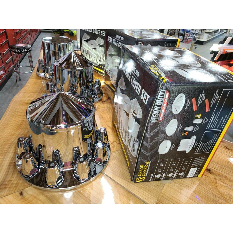 AXIS CHROME ABS REAR AXLE COVER SET W/LOCKING TABS & STANDARD HUB CAP  #40213 axle covers Rosy Brown