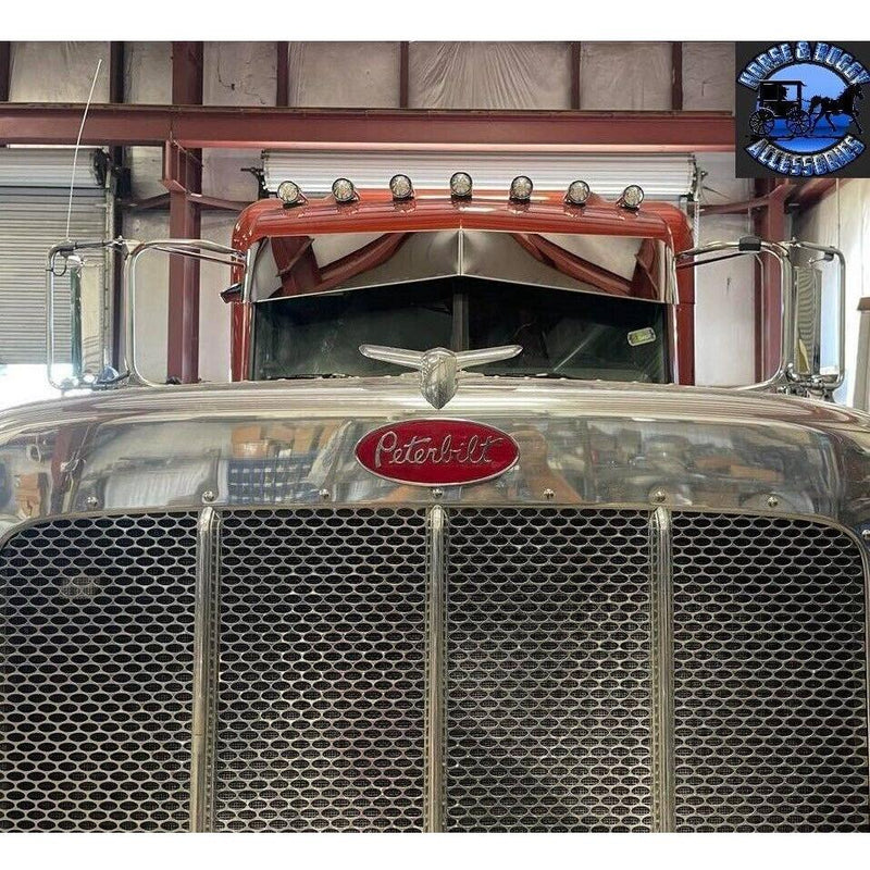 Rollin low Peterbilt 12" x 8" reverse bowtie visor 14 gauge 304 s.s. 379 389  #1013 PETERBILT VISOR Dim Gray