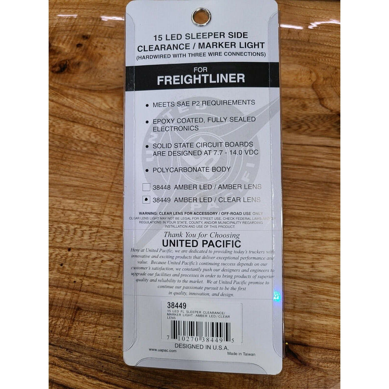 up-38449 15 LED Freightliner Sleeper Clearance/Marker Light Amber LED/Clear Lens up-38449 LIGHTING Sienna