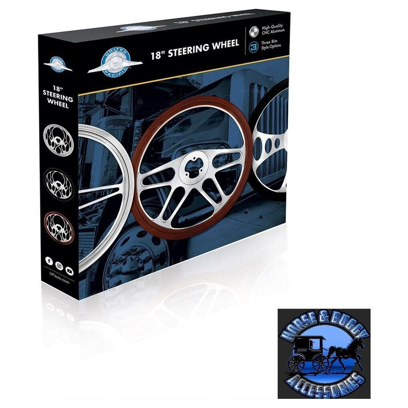 chrome billet aluminum semi truck steering wheel universal extra grip chopper UP-88160 steering wheel Light Gray