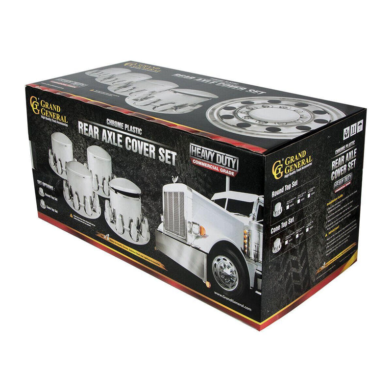 40245 pointed Chrome Rear Wheel Axle Hub Cover Kit trailer 1 1/2" push-on Nut Covers 40245 UNIVERSAL Gray