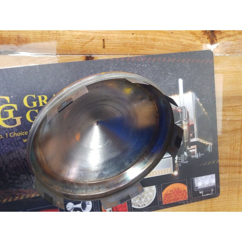 #10750Chrome front semi truck hub cap pointed cone style universal 1" lip WHEEL HUB Dim Gray