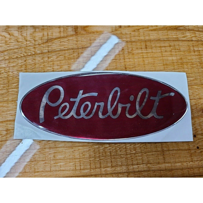 Dim Gray Custom Peterbilt Emblem Decal Replacements Made In The USA (Choose Color) Emblems OEM Red/Chrome