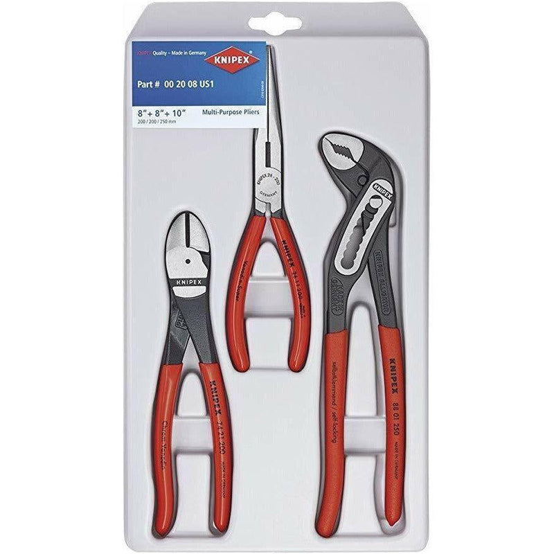 KNIPEX 00 20 08 US1 3 Piece Kraft 1 Pliers Set german made cutters needlenose UNIVERSAL Light Gray
