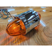 #78136 WATERMELON DARK AMBER GLASS DOUBLE FACE CHROME DIE CAST PEDESTAL LIGHT watermelon glass lens Sienna