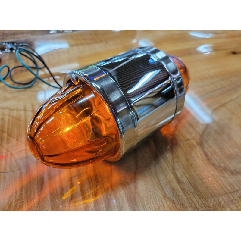 #78136 WATERMELON DARK AMBER GLASS DOUBLE FACE CHROME DIE CAST PEDESTAL LIGHT watermelon glass lens Sienna