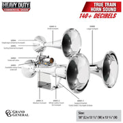 69991 Grand General train horn 3 trumpet chromed brass UNIVERSAL Light Gray