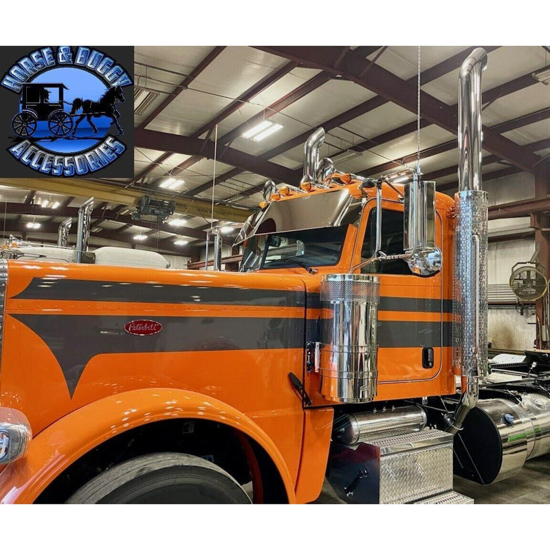 Rollin low Peterbilt 14" straight flat bottom visor 14 gauge 304 s.s. 379 389 #1005 PETERBILT VISOR Dark Slate Gray