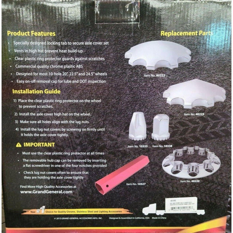 chrome hub cover axle 33mm locking nuts w/cooling vents #40180 UNIVERSAL Dark Slate Gray