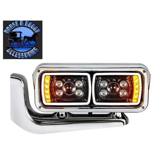 Light Gray All LED blackout Peterbilt 389 379 Headlights Full Assembly w/Mounting Arms (sold individually) HEADLIGHT DRIVER SIDE