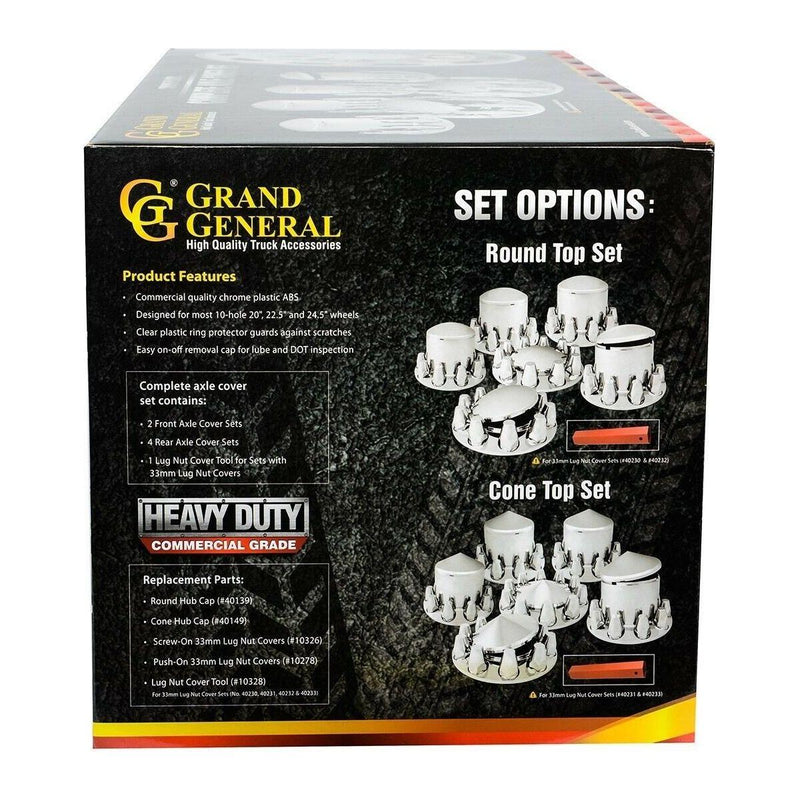 Chrome hub cover axle kit 1 1/2" truck push on semi front rear set universal #40234 UNIVERSAL Black