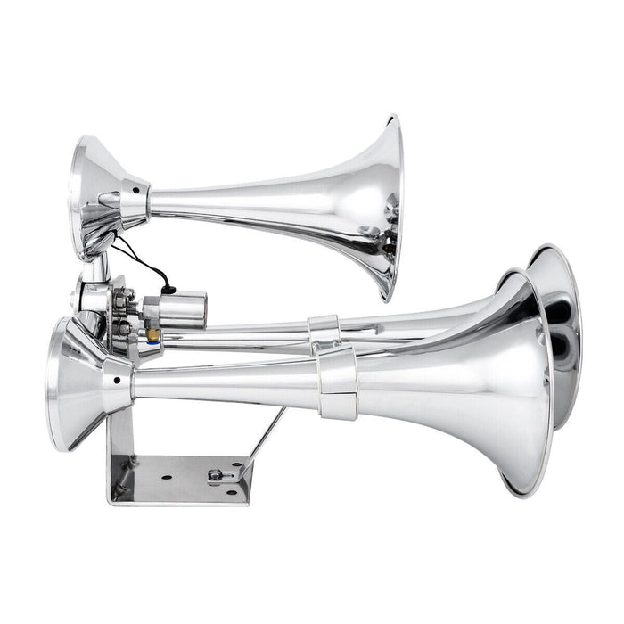 Light Gray Grand General train horn 3 trumpet chromed brass #69991 UNIVERSAL
