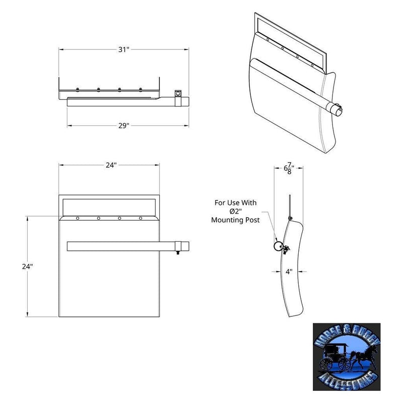 24" X 24" 430 Stainless Steel Quarter Fender With Tube Bracket Set - 4" Side Wall #10906 QUARTER FENDER Lavender