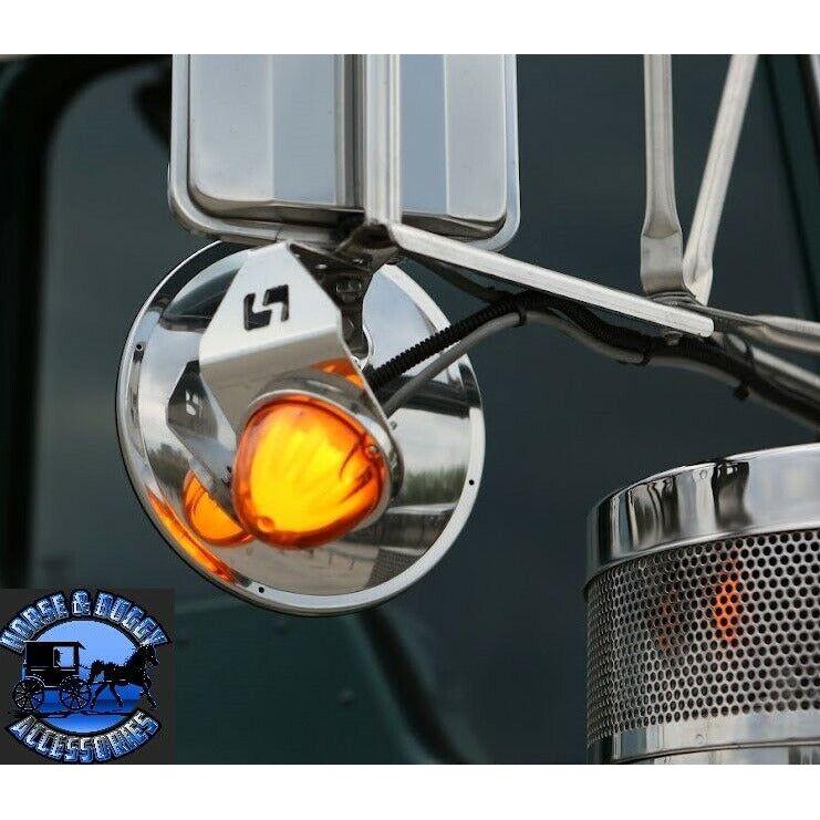 Shift watermelon turn signal brackets only, angled, w/logo stainless universal sold in pairs 2pc  #sp-172038 universal Dark Gray