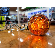 #78137 WATERMELON LIGHT AMBER GLASS DOUBLE FACE CHROME DIE CAST PEDESTAL LIGHT watermelon glass lens Sienna