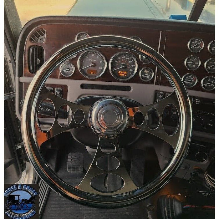 Dark Slate Gray chrome billet aluminum semi truck steering wheel universal extra grip chopper UP-88160 steering wheel
