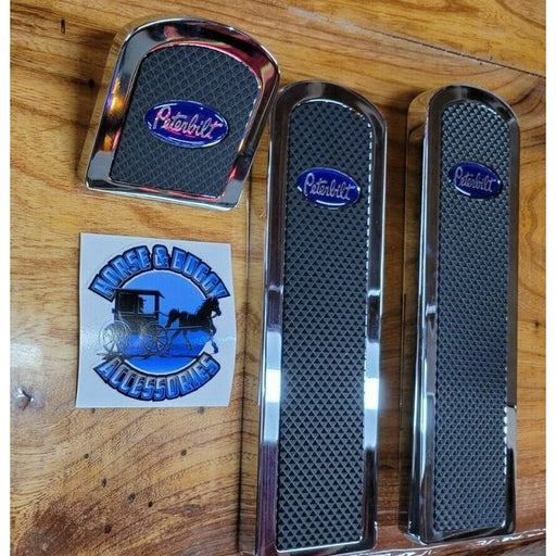 Dark Slate Gray billet aluminum Peterbilt 379 389 359 foot pedals with rubber insert blue logo #RZ-PS3-PB-DEC blue FOOT PEDALS