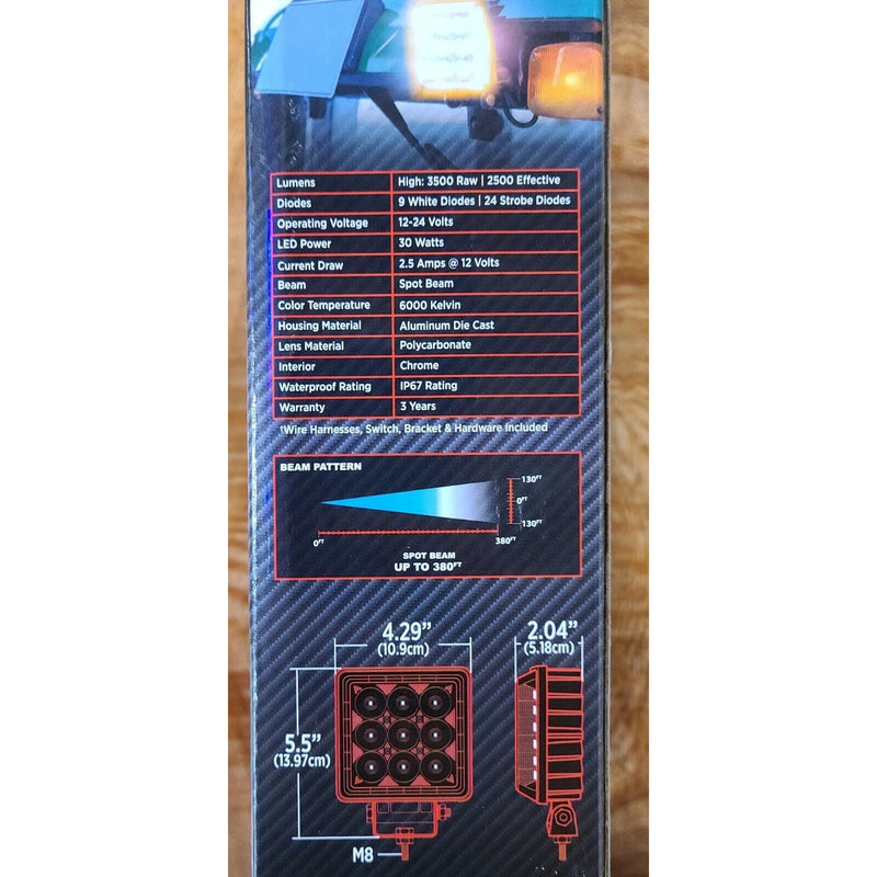 TLED-U118 trux 4.25" SQUARE STROBE SERIES SPOT LED WORK LAMP WITH AMBER STROBE Work light Dark Slate Gray