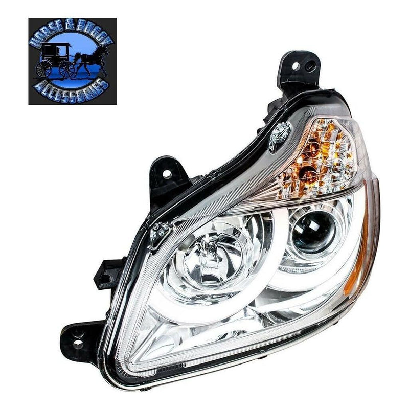 Chrome Projection Headlight LED halo Light  2013-2021 Kenworth T680 LIGHTING DRIVER SIDE Black