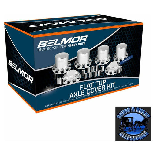 Gray 41837711 Belmor Flat Top kit wheel hub Axle Cover Kit chrome 33mm screw on lug nuts new axle covers