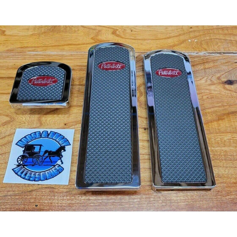 billet aluminum Peterbilt 379 389 359 foot pedals with rubber insert red logo #RZ-PS3-PB-DEC red FOOT PEDALS Dark Khaki