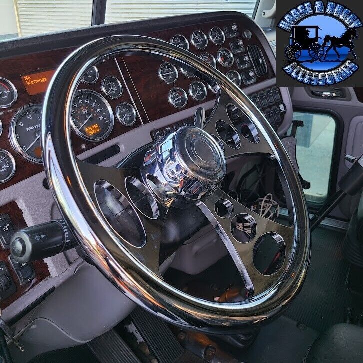 chrome billet aluminum semi truck steering wheel universal extra grip chopper UP-88160 steering wheel Dark Slate Gray