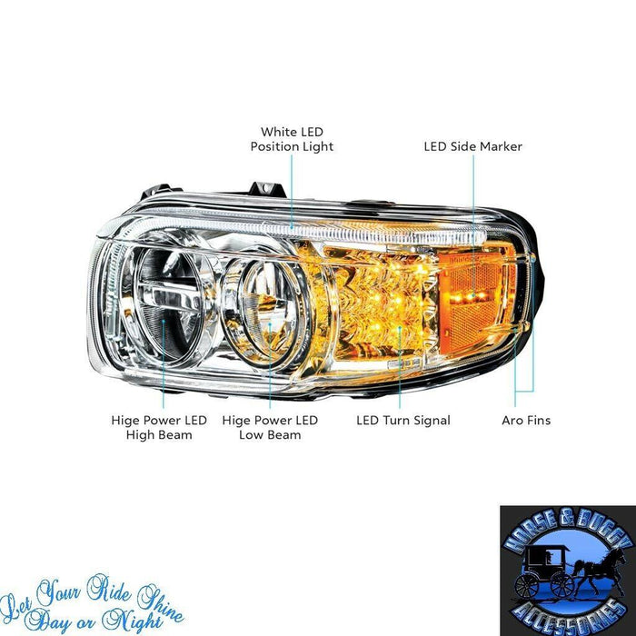 Dark Slate Gray Peterbilt 389 Headlights 388 dot approved LED chrome (sold individually) PETERBILT Driver's Side,Passenger's Side