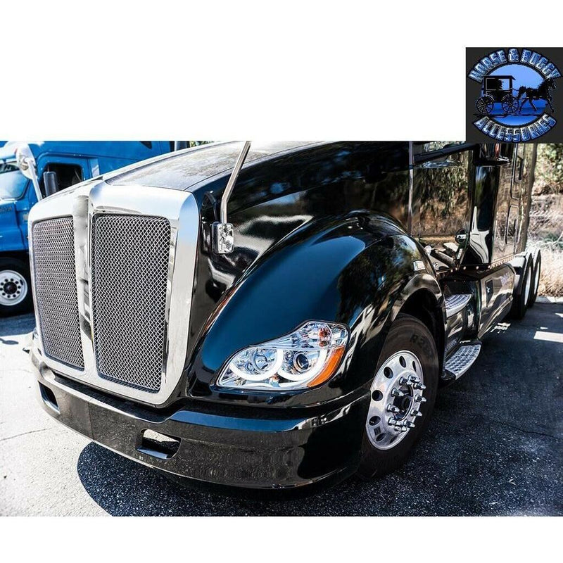 Chrome Projection Headlight LED halo Light  2013-2021 Kenworth T680 LIGHTING DRIVER SIDE,PASSENGER SIDE Light Gray