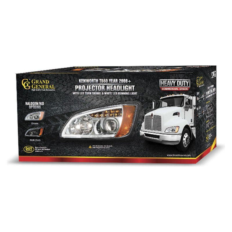 Kenworth T660 Headlights Pair LED Bar Projector black OE# P541059100 2008-2016 89442 -89443 KENWORTH Dark Slate Gray