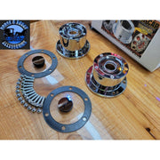 LT-CFOC-6W Chrome Plated Billet Aluminum Front Oil Cap Covers for 4-1/2" Bolt Pattern with WINDOW UNIVERSAL Rosy Brown