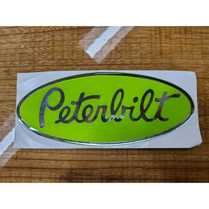Dark Olive Green Custom Peterbilt Emblem Decal Replacements Made In The USA (Choose Color) Emblems Lime Green/Chrome