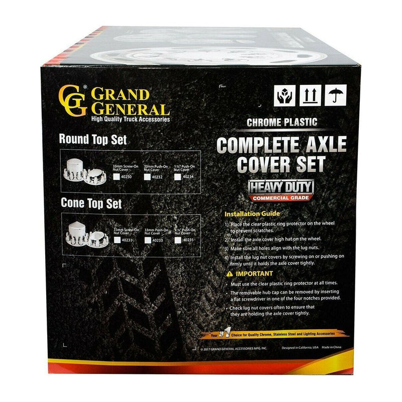 chrome hub cover axle kit 33mm truck push on semi front rear set rounded 40232 UNIVERSAL Gray