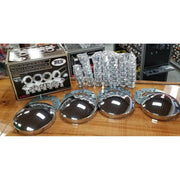 THUB-C5 Complete Trailer Hubcap & Nut Cover Kit – 33mm Push On Nut Covers | Dome Hubcaps | Chrome Metal REAR AXLE COVER Dim Gray