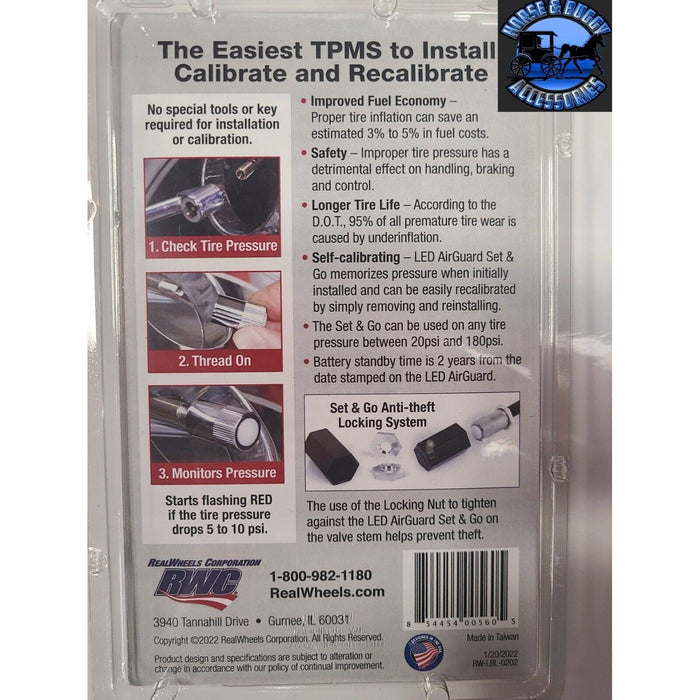 RWC-PPK-0402 tire pressure sensor system 4 pack LED AirGuard Set & Go ...